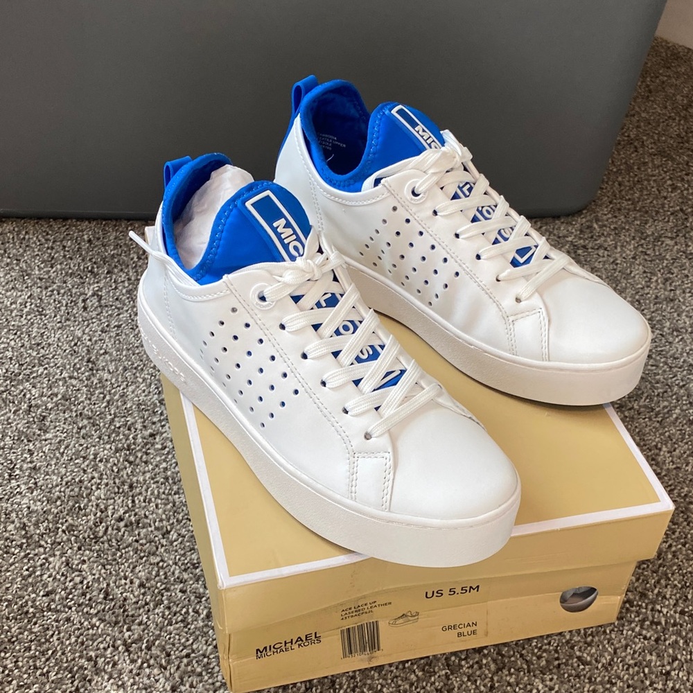 Michael Kors White and Blue Women's Sneakers